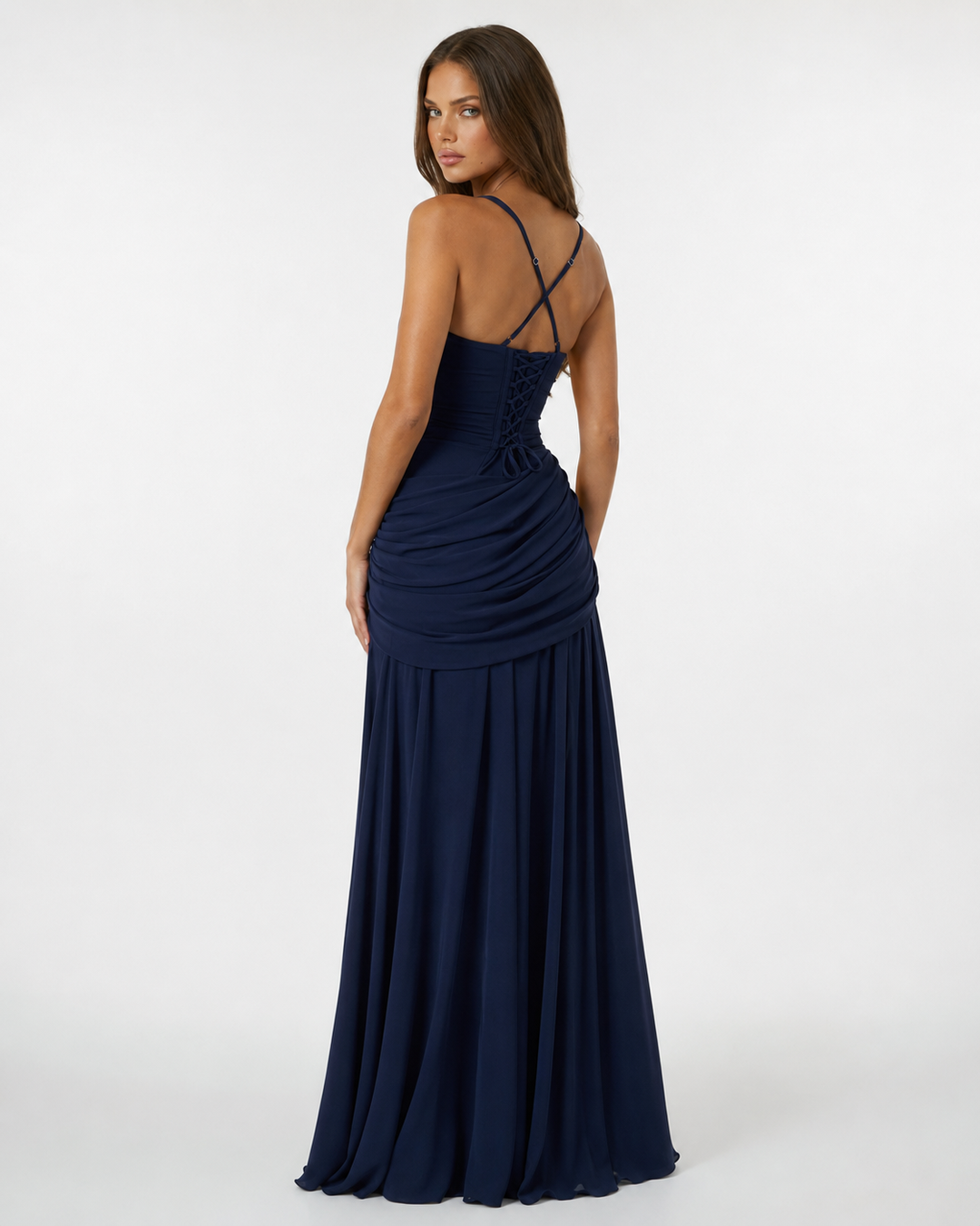 ENIE | Maxidress met Geraffineerde Hoekige Halslijn