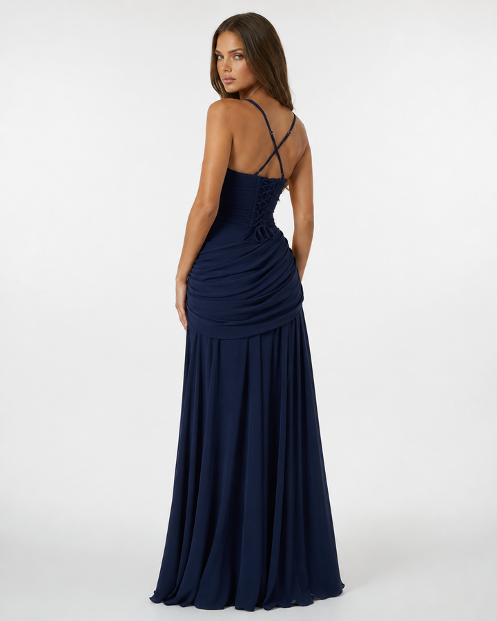 ENIE | Maxidress met Geraffineerde Hoekige Halslijn
