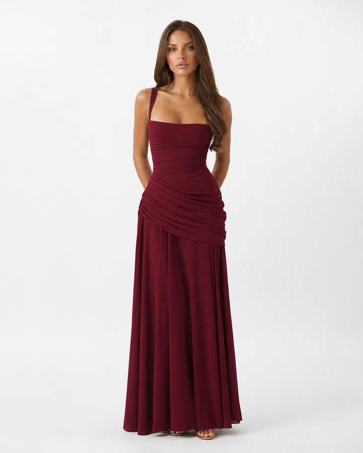 ENIE | Maxidress met Geraffineerde Hoekige Halslijn