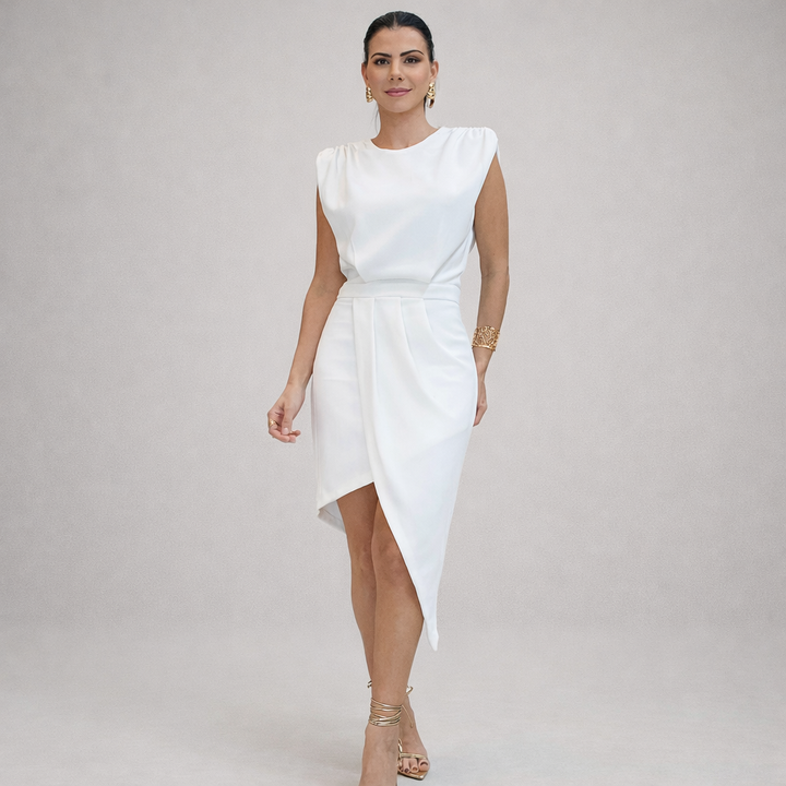 Alessia™ | Elegante jurk met gestructureerde asymmetrische lijn