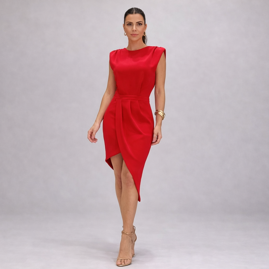 Alessia™ | Elegante jurk met gestructureerde asymmetrische lijn