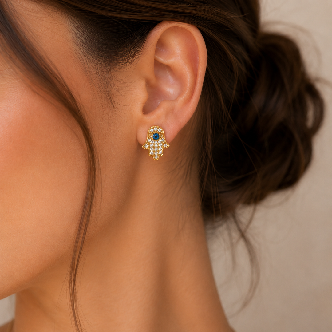 Hamsa Hand Oorknopjes | Symbolische Oorbellen