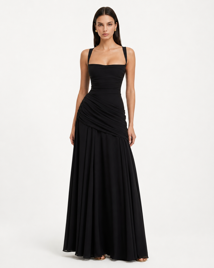 ENIE | Maxidress met Geraffineerde Hoekige Halslijn