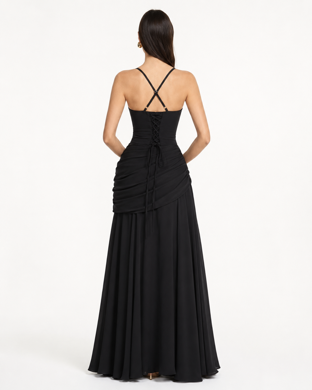 ENIE | Maxidress met Geraffineerde Hoekige Halslijn