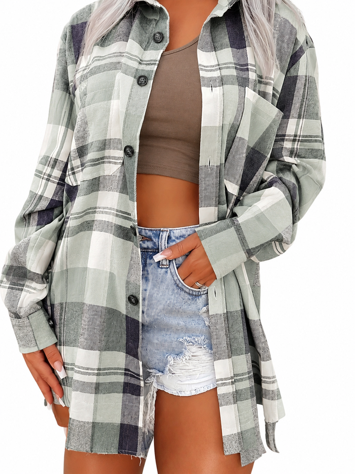 Elena | Geruite overshirt met knopen