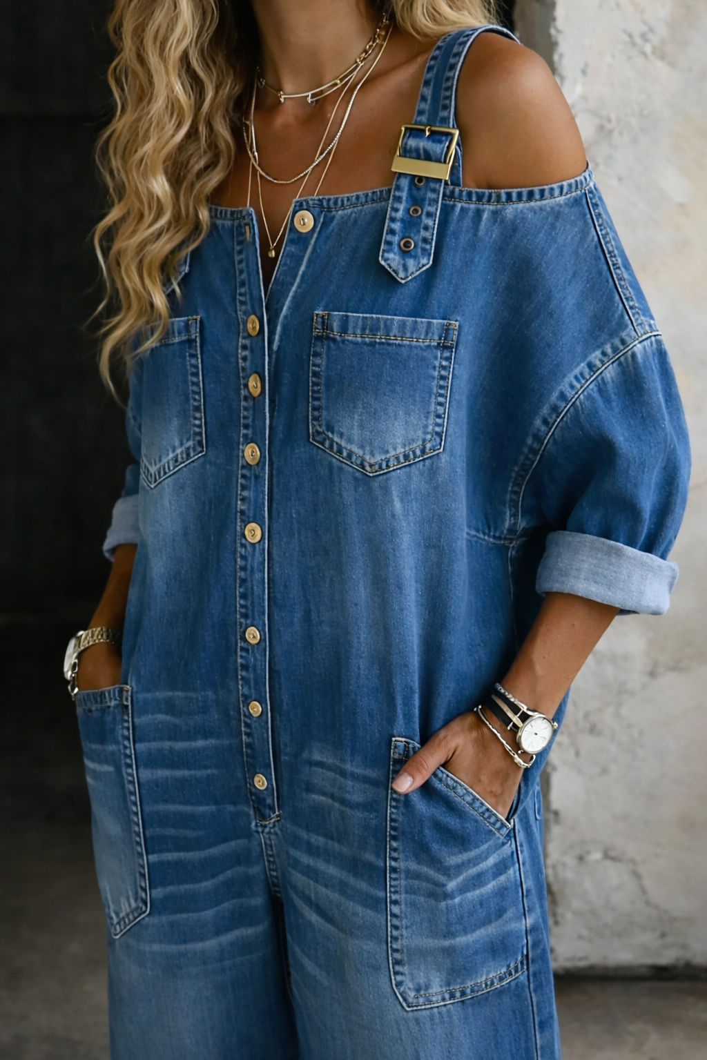 Sophia | Denim jurk met blote schouders