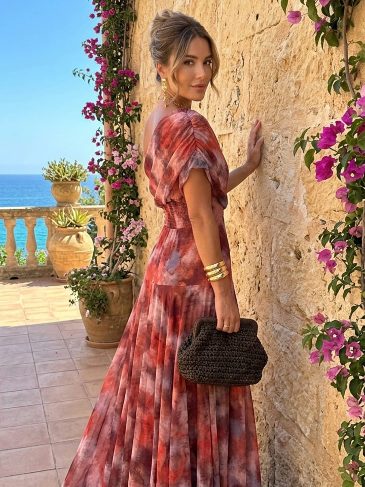 Aleida│Aquarel Off-Shoulder Lange Jurk