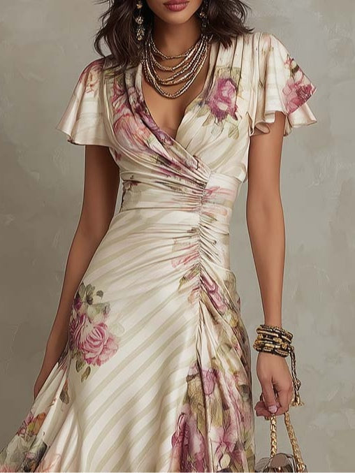 La Scintilla | Elegante Drapeer Jurk Bloem Camille