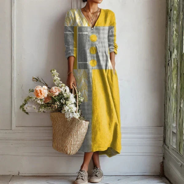 Rosalía | Lange knoopjurk met kleurenprint