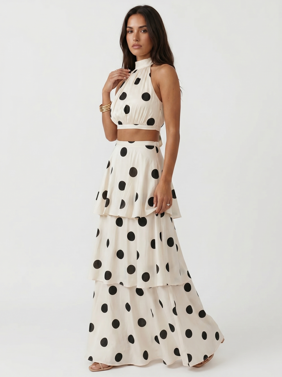Lucia │Polka Dot Top en Lange Rok Set
