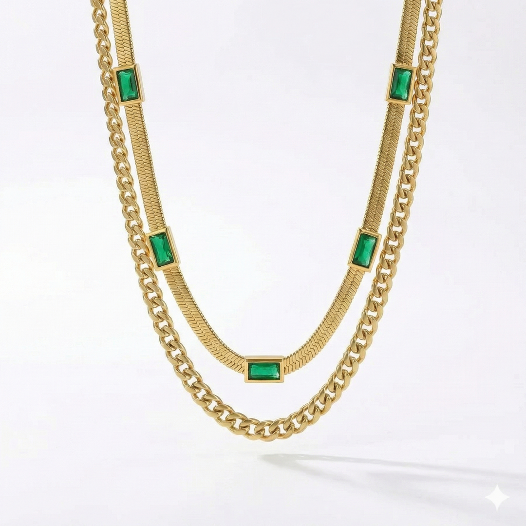 Sorella Gem Dubbele Laag Retro Gouden Ketting