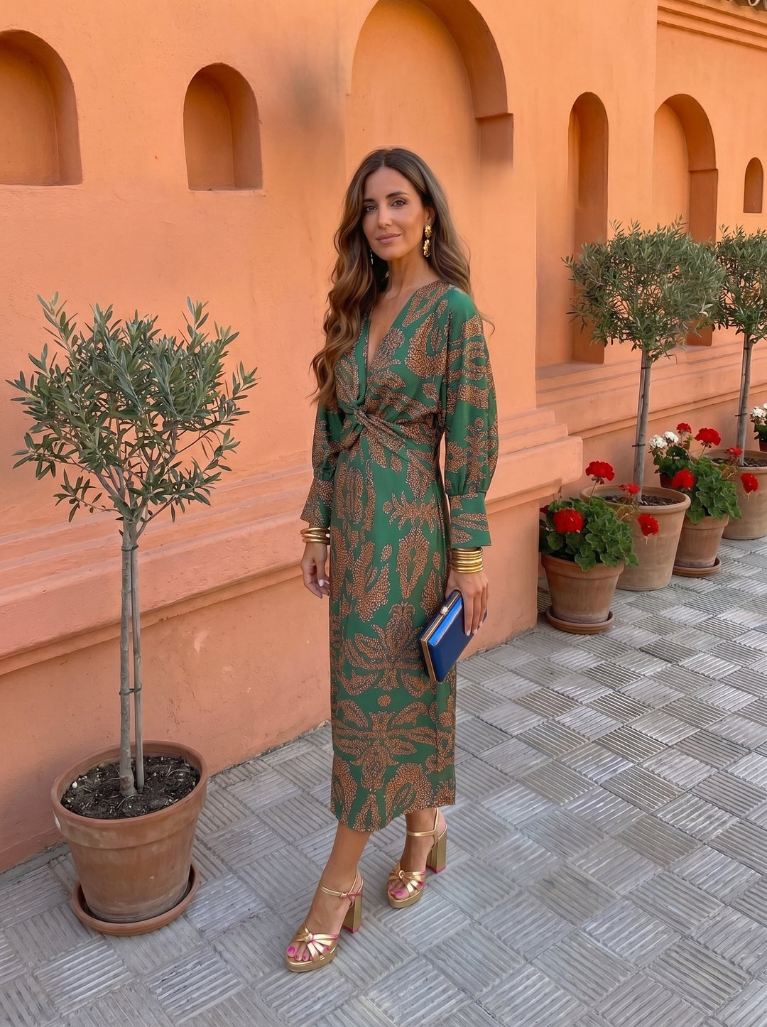 Silvia™│Midi-jurk met Print