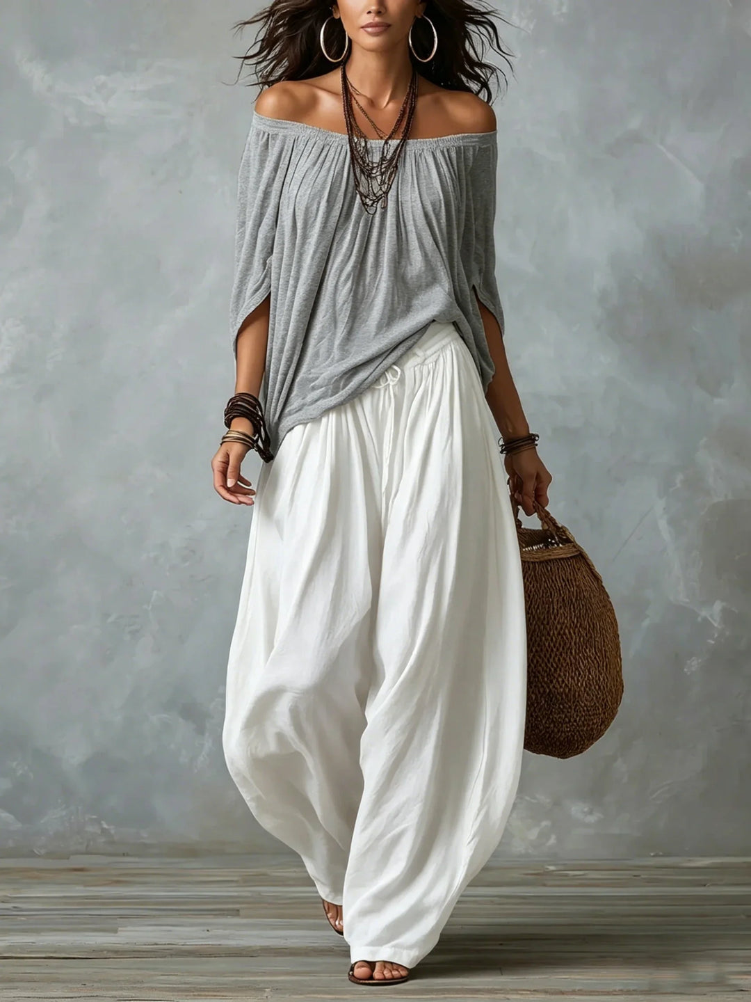 Off-Shoulder Top & Lantaarnbroek Set