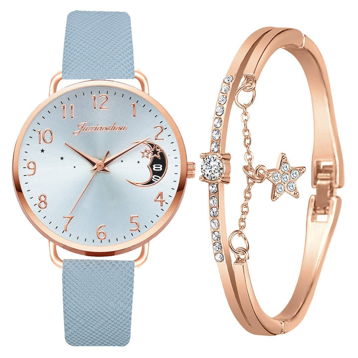 Hemelse Maanfase Horloge en Armband Set