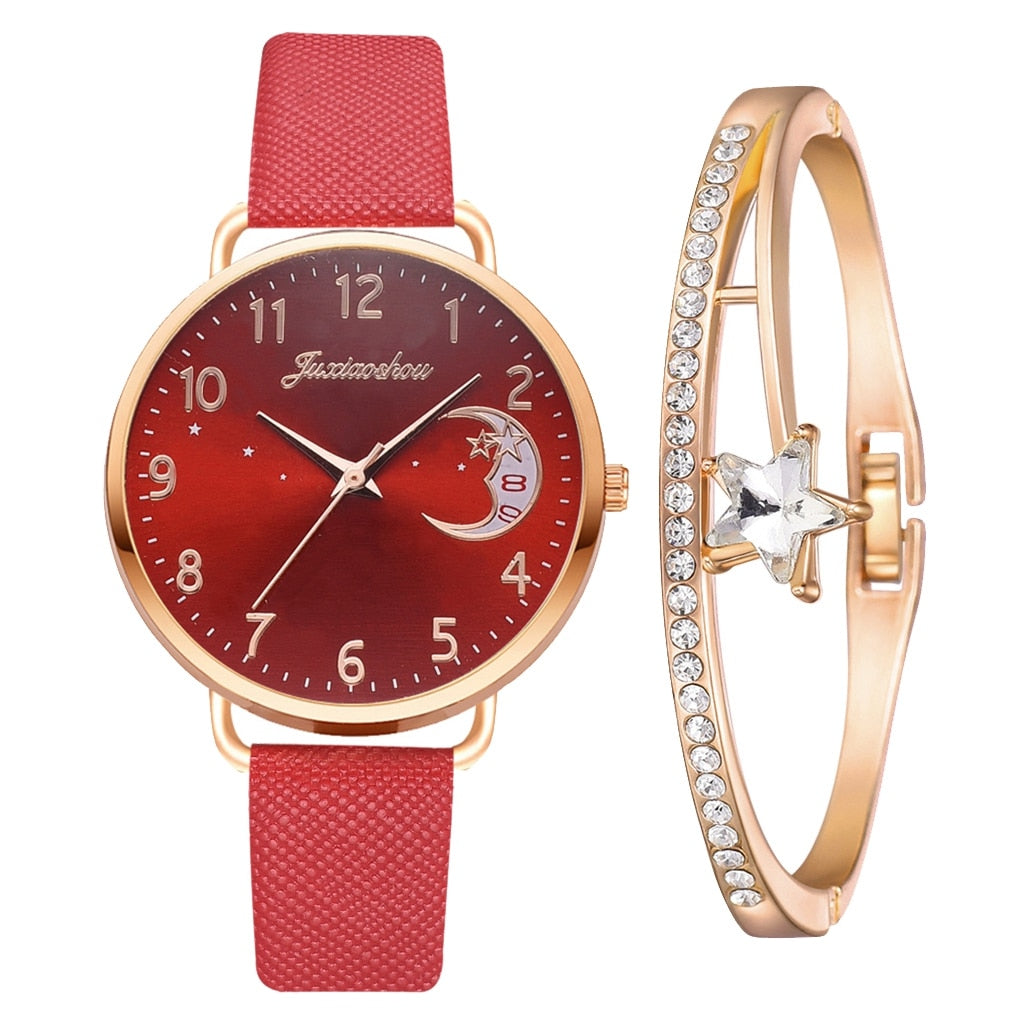 Hemelse Maanfase Horloge en Armband Set