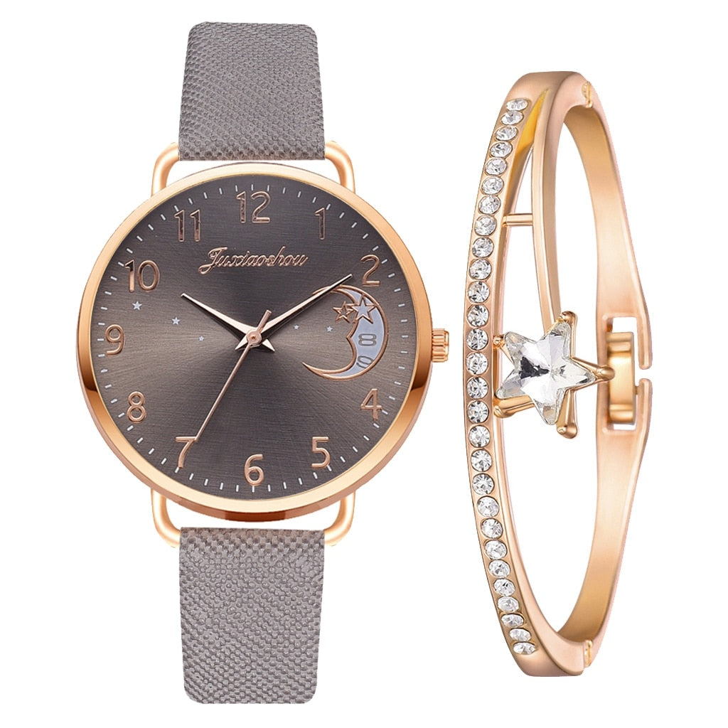 Hemelse Maanfase Horloge en Armband Set