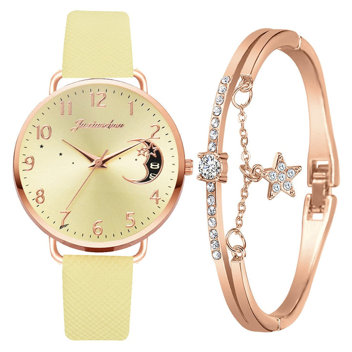 Hemelse Maanfase Horloge en Armband Set