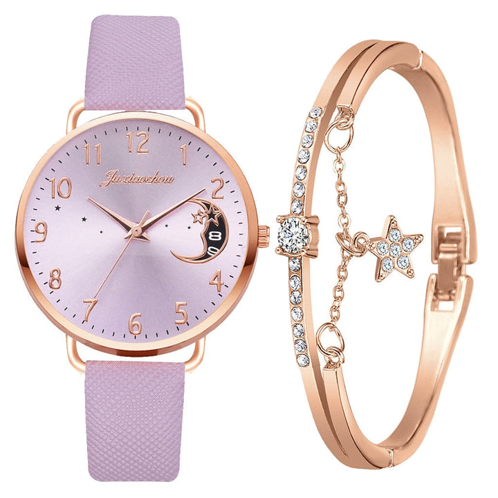 Hemelse Maanfase Horloge en Armband Set