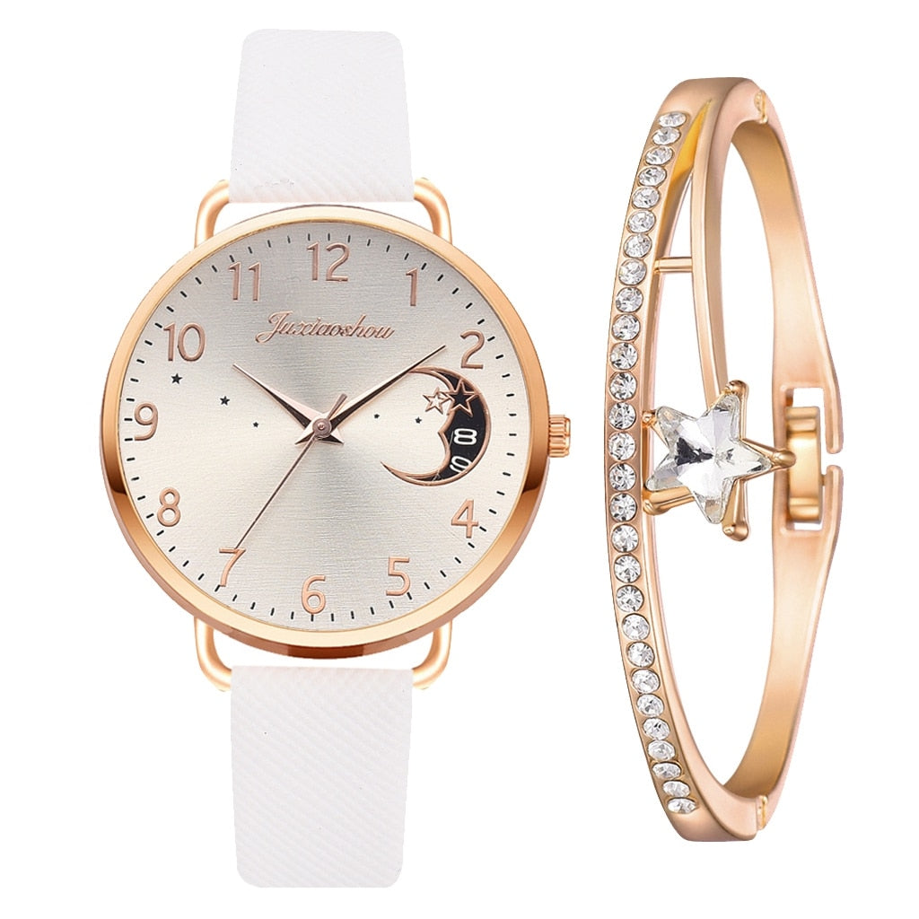 Hemelse Maanfase Horloge en Armband Set