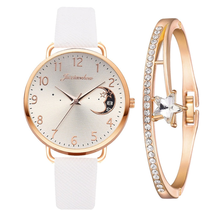 Hemelse Maanfase Horloge en Armband Set