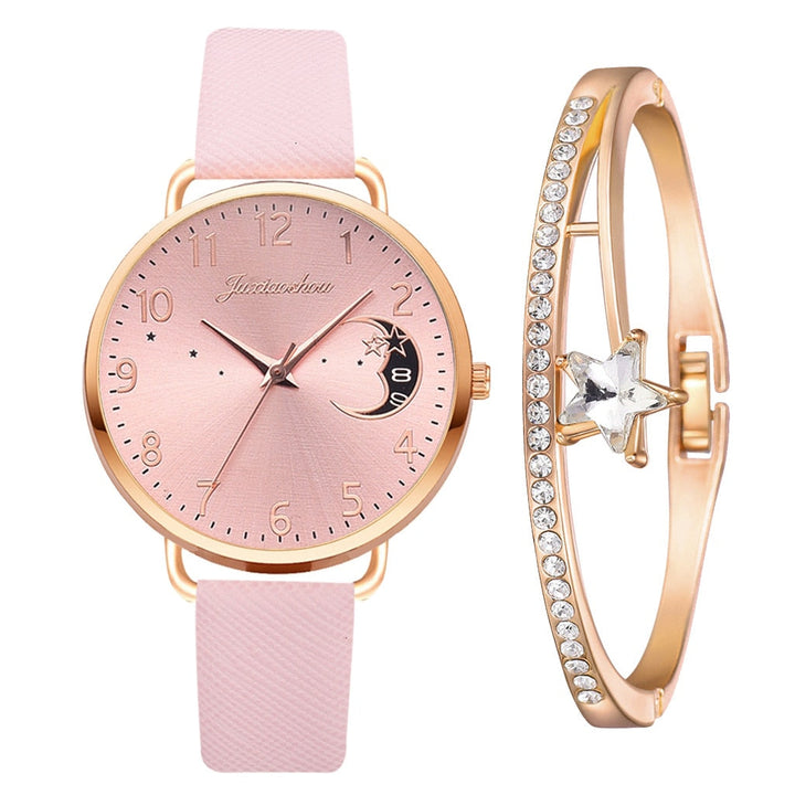 Hemelse Maanfase Horloge en Armband Set