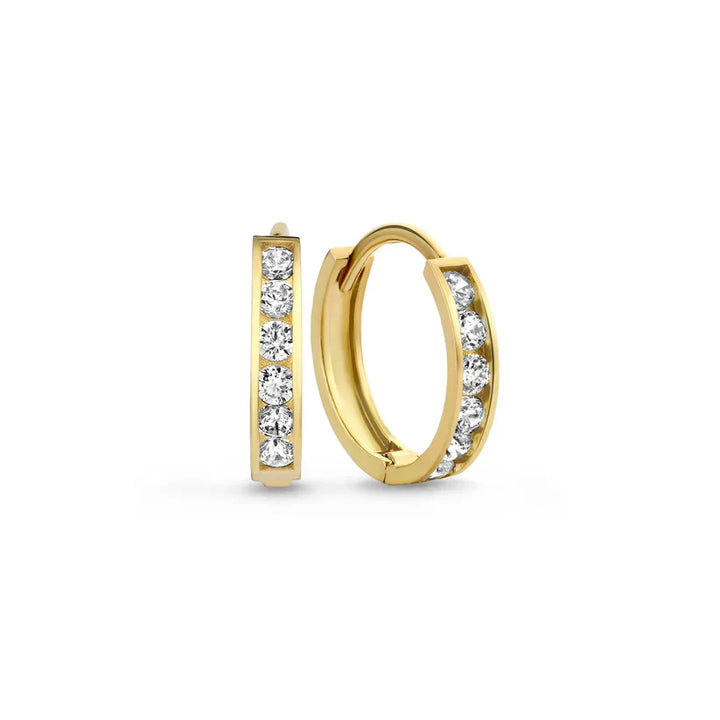 Elegante set van gouden Brillane oorbellen met stenen