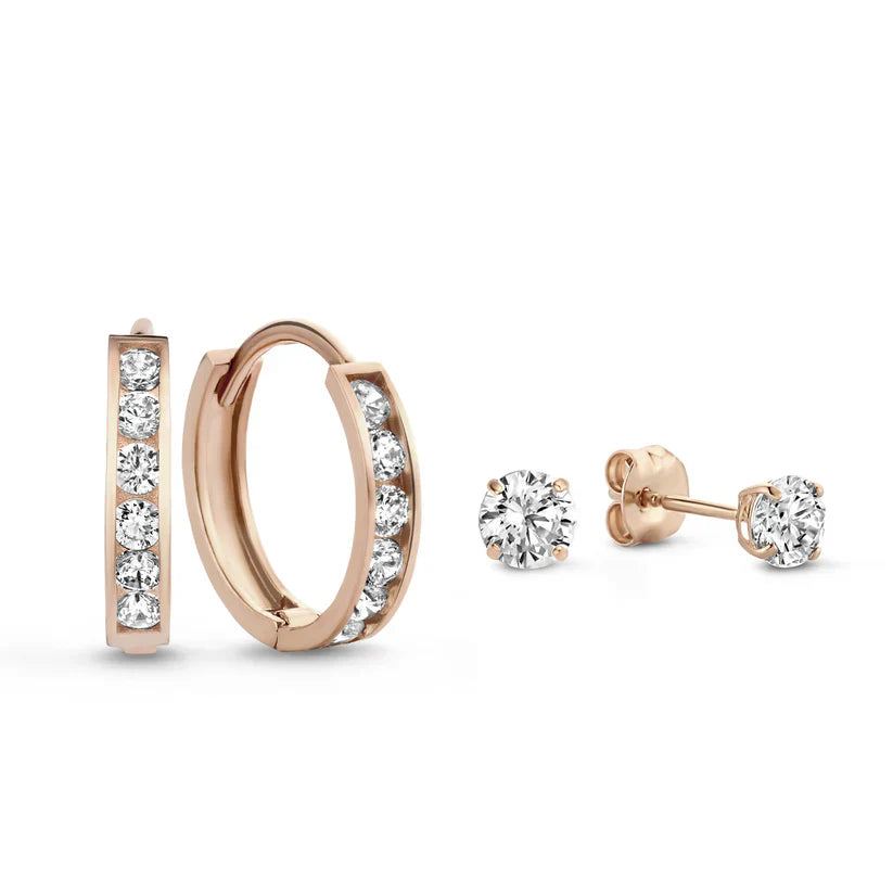 Elegante set van gouden Brillane oorbellen met stenen