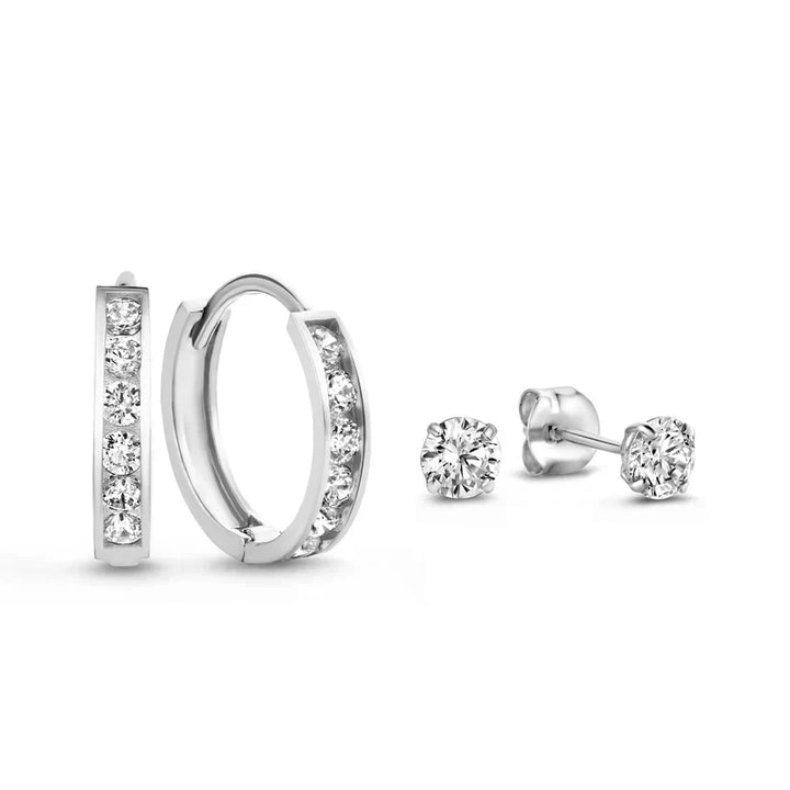 Elegante set van gouden Brillane oorbellen met stenen