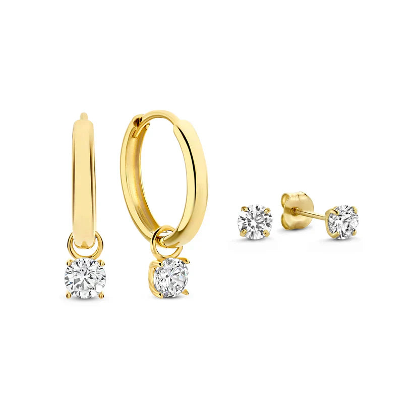Elegante set van vergulde oorbellen Larmes de Lune
