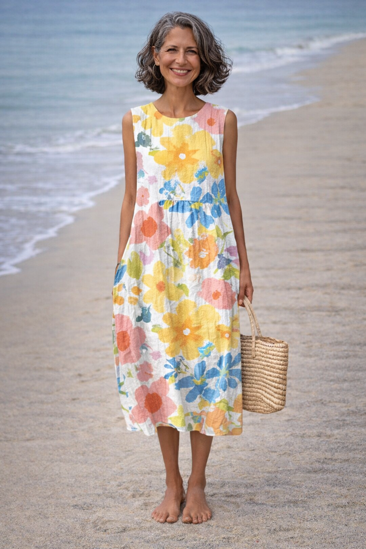 Ella | Midi-jurk met pastel bloemen