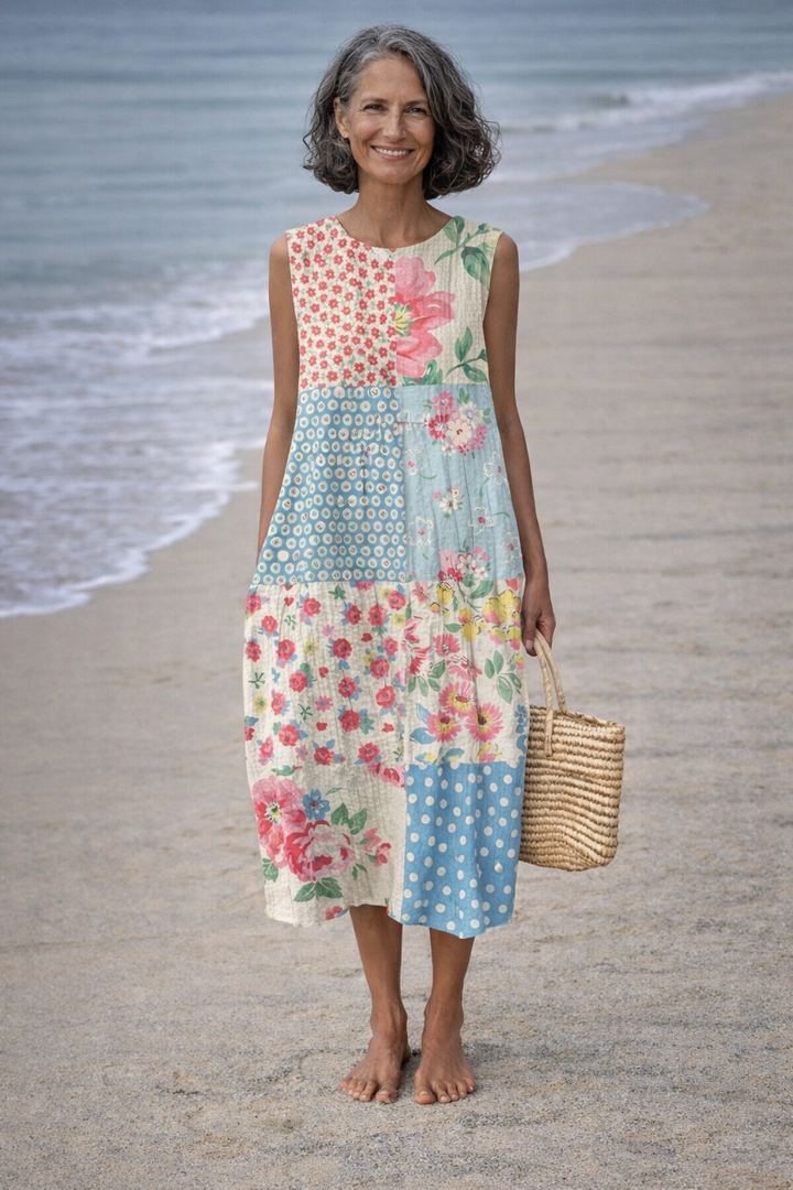 Valeria| Midi Jurk Patchwork