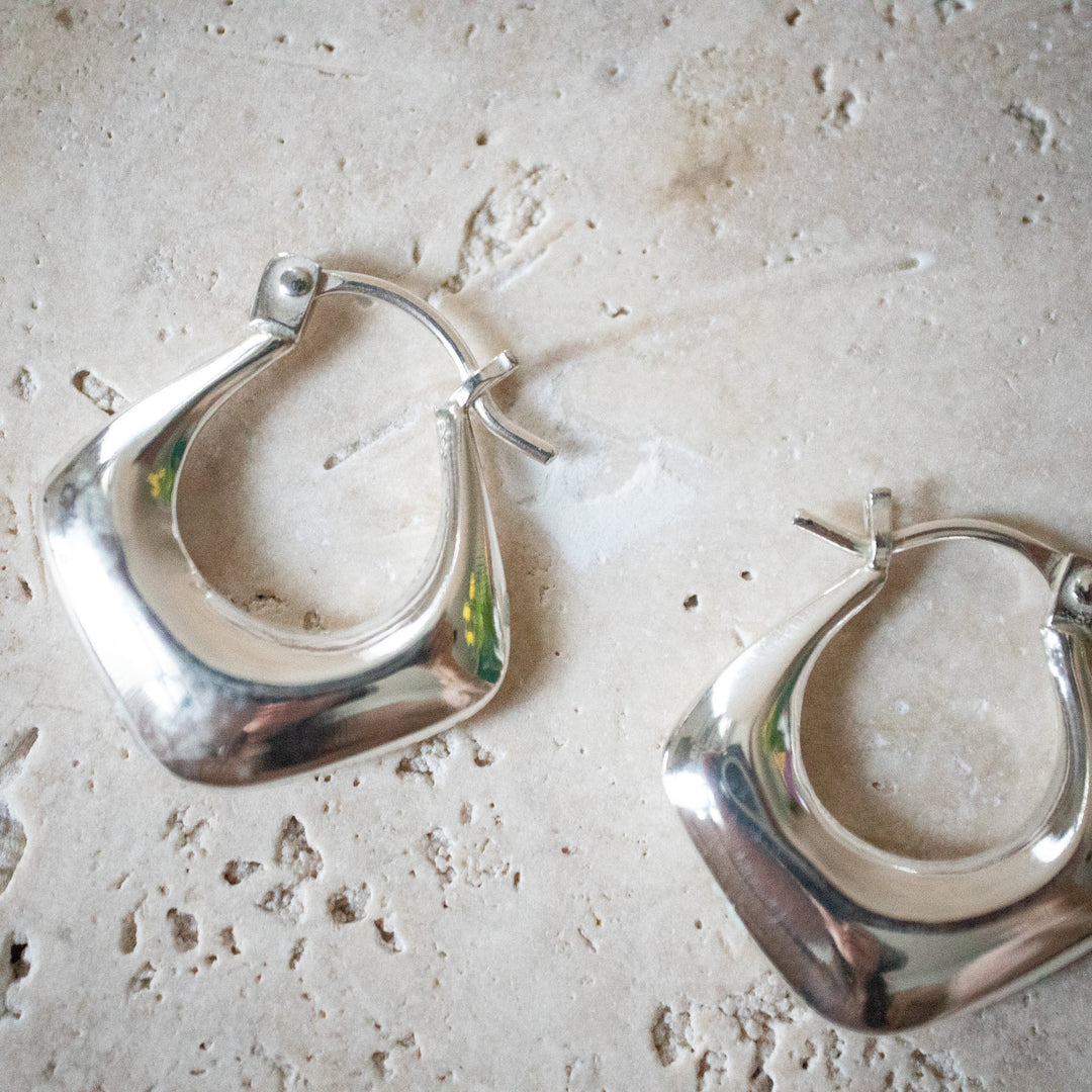 Chunky vierkante oorbellen van 925 sterling zilver