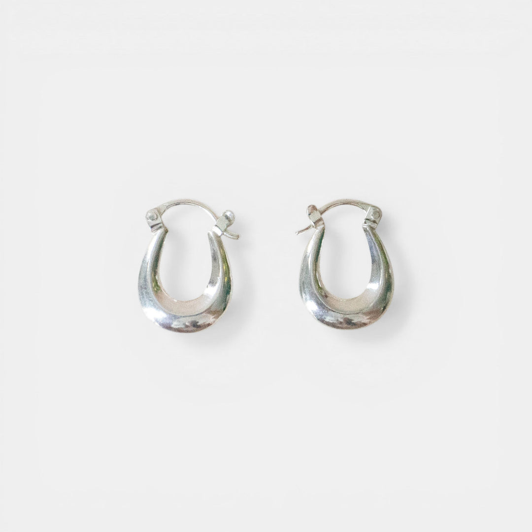 Kleine Chunky Creolen - ovale Oorringen van 925 Sterling Zilver
