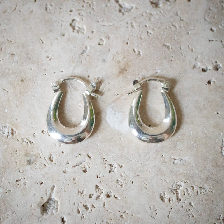 Kleine Chunky Creolen - ovale Oorringen van 925 Sterling Zilver