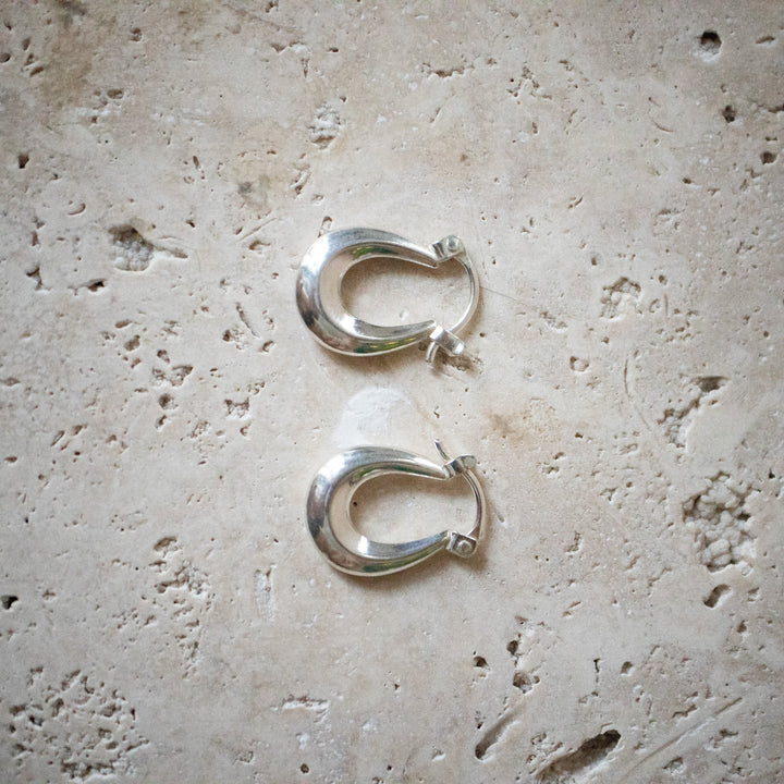 Kleine Chunky Creolen - ovale Oorringen van 925 Sterling Zilver