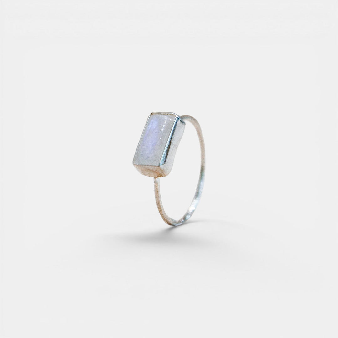 Regenbogenmaansteen Ring vierkant van 925 Sterling Zilver / Maansteen Ring
