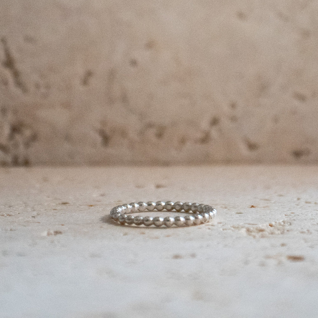 Kogelring van 925 Sterling Zilver - Stapelring van handgemaakte kogels