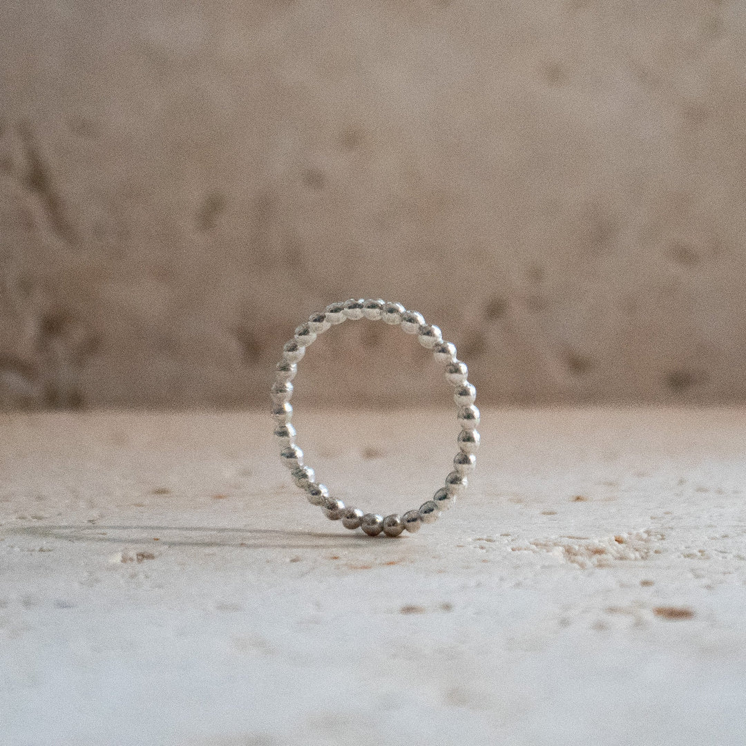 Kogelring van 925 Sterling Zilver - Stapelring van handgemaakte kogels