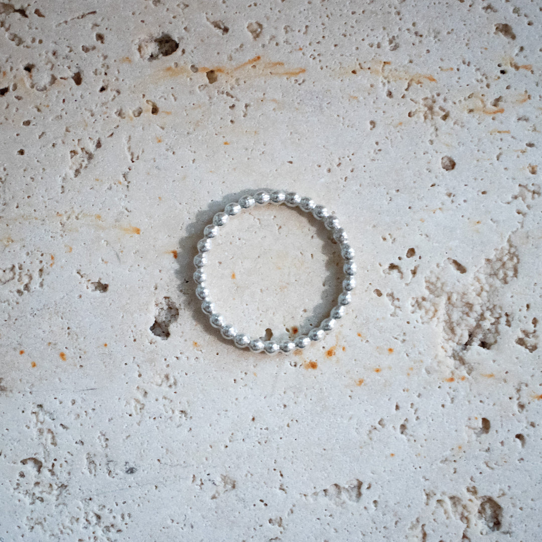 Kogelring van 925 Sterling Zilver - Stapelring van handgemaakte kogels