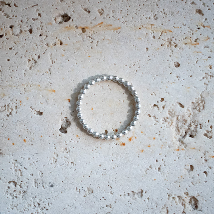 Kogelring van 925 Sterling Zilver - Stapelring van handgemaakte kogels