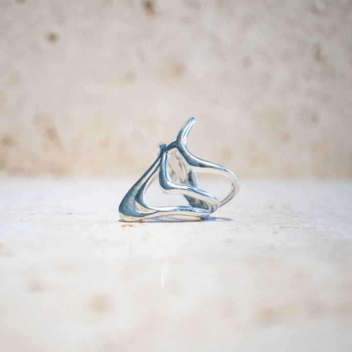 Asymmetrische zilveren ring van 925 sterling zilver – handgemaakt & massief