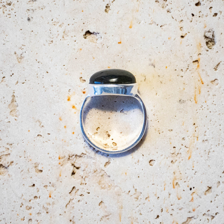 Grote ovale Labradoriet Ring 925 Sterling Zilver
