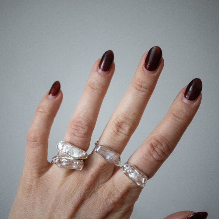 Statement-ring van 925 sterling zilver met roze zoetwaterparel