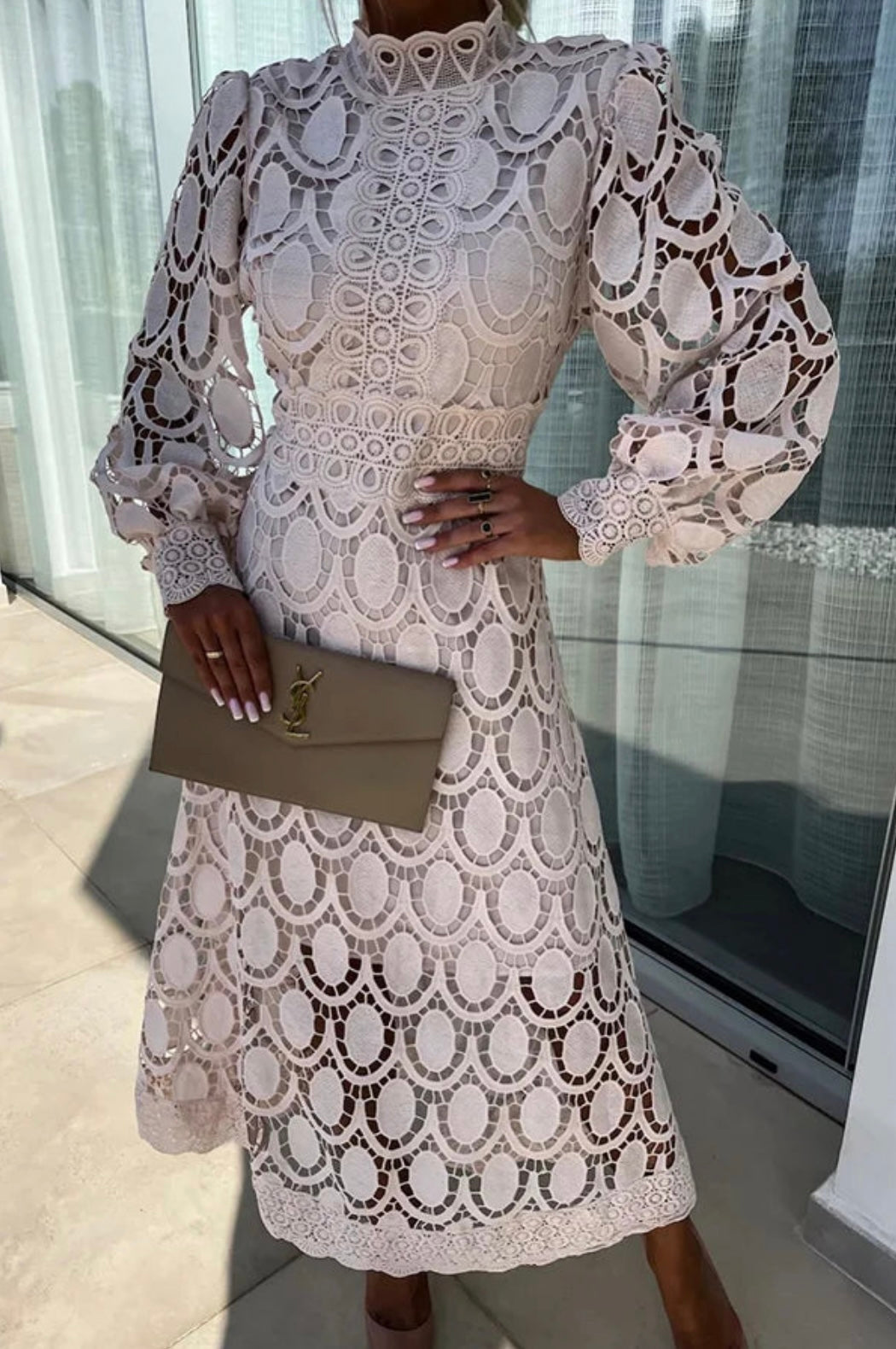 Eloah™ | Elegante Midi Kant Jurk