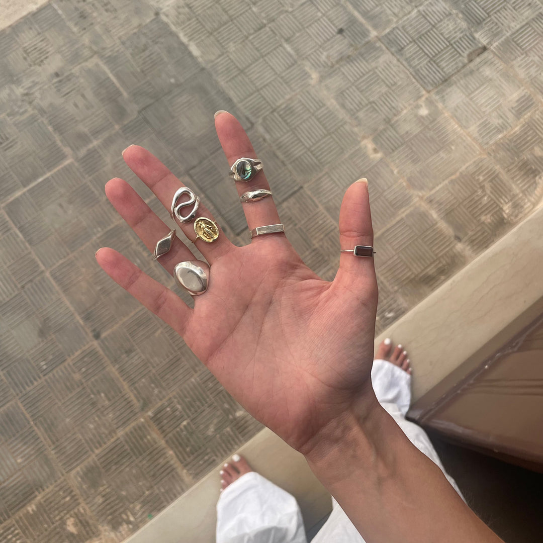 Kleine zegelring van 925 sterling zilver vierkant handgemaakt