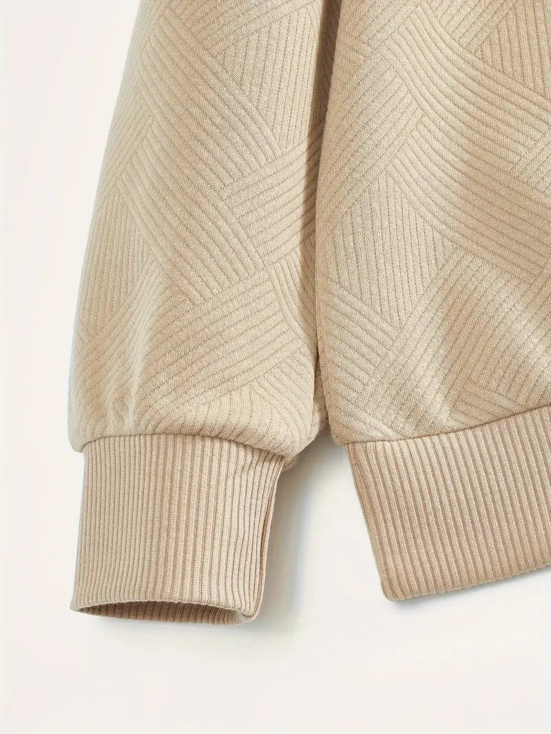 James™ - Vintage Geometrisch Ontwerp Sweater Met Rits