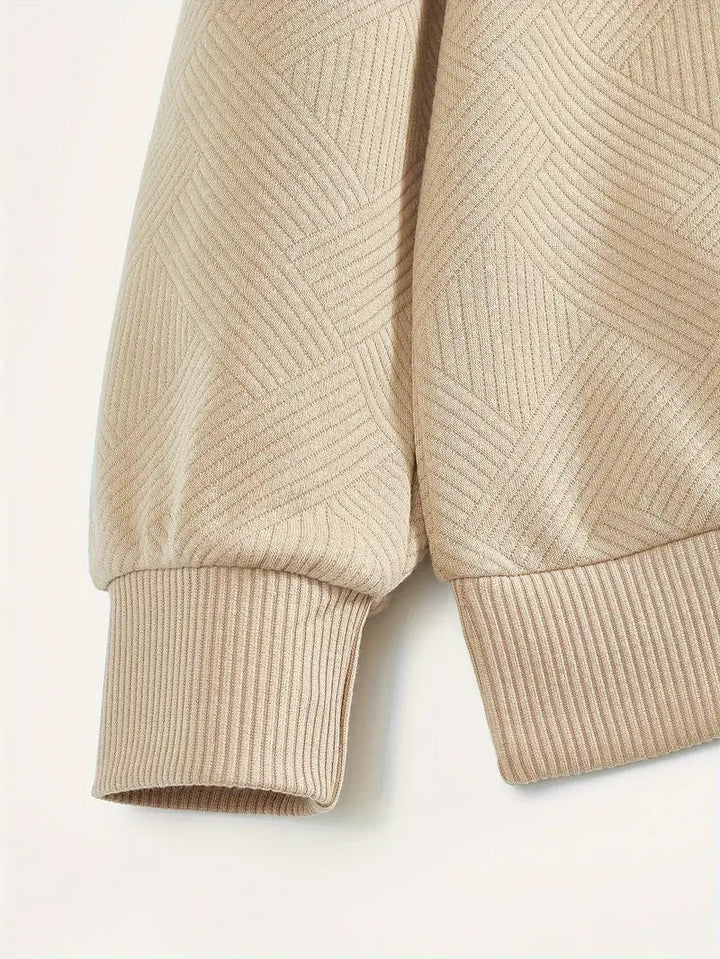 James™ - Vintage Geometrisch Ontwerp Sweater Met Rits