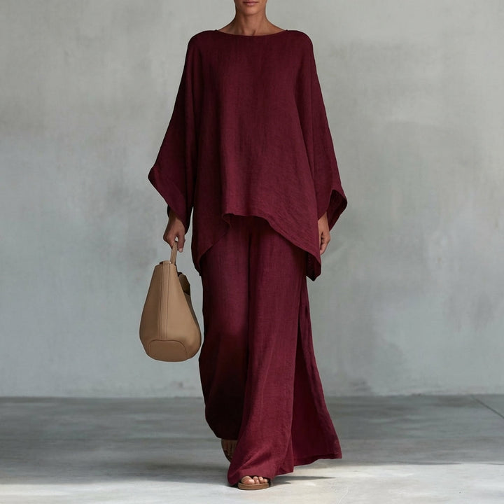 Christine | Twee-delig Set met langärmelig Oberteil en wijde broek