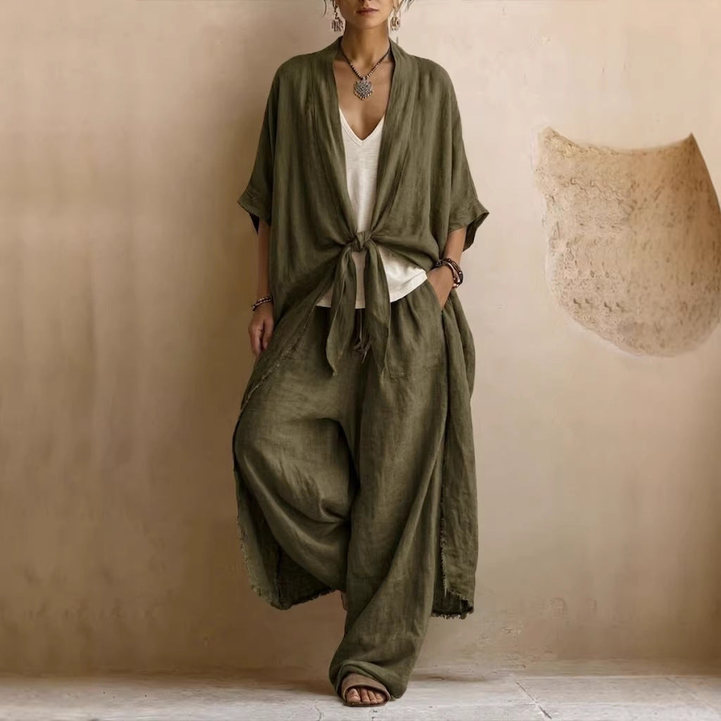 Oversized Kimono & Wijde Pantalon Twee-Delige Set