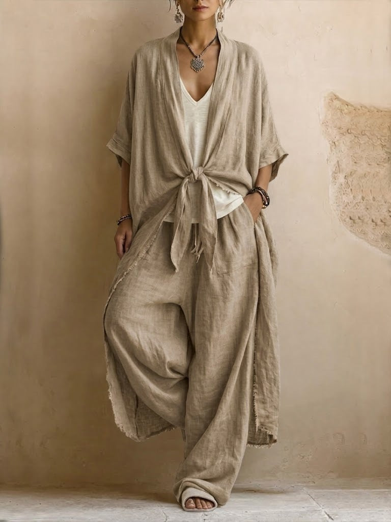 Oversized Kimono & Wijde Pantalon Twee-Delige Set